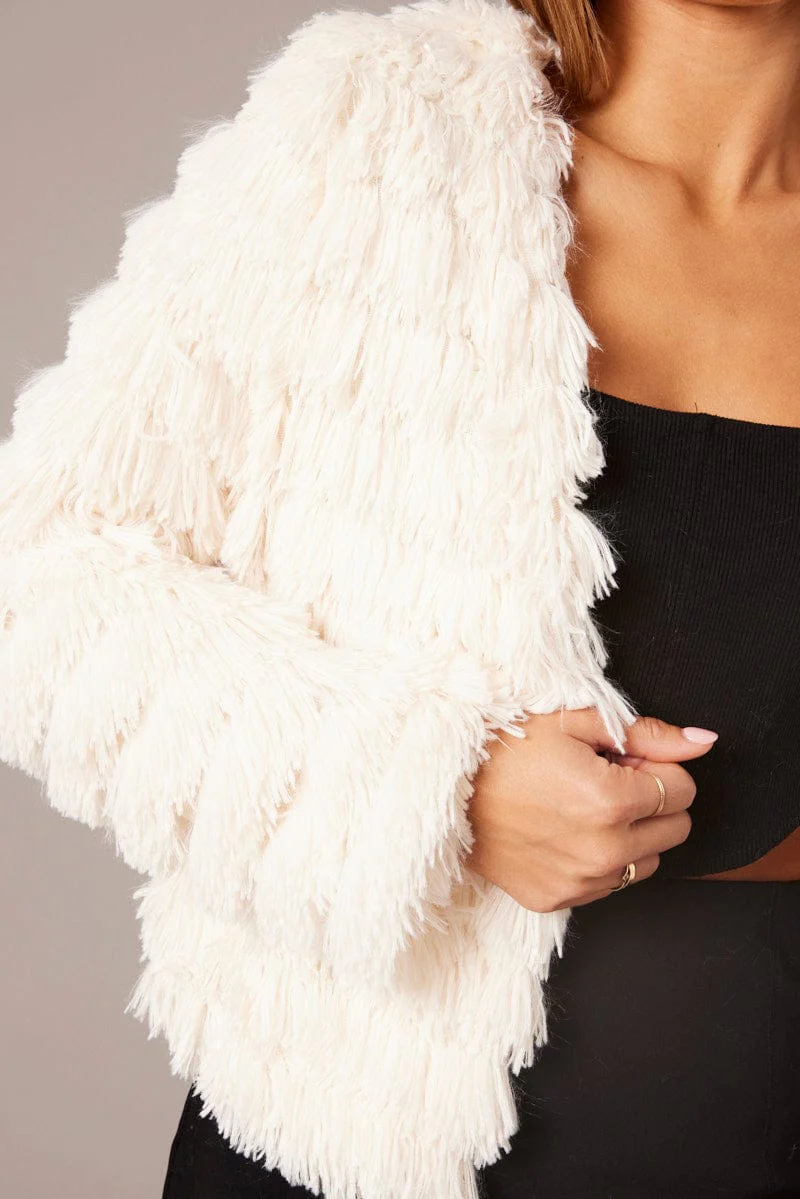 White Shag Faux Fur Jacket
