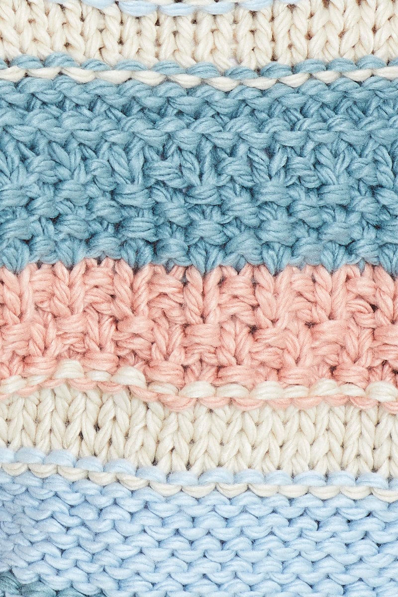 Stripe Knit Top Long Sleeve Round Neck