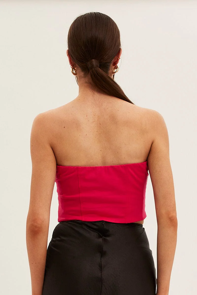 Pink Corset Bandeau Crop Top