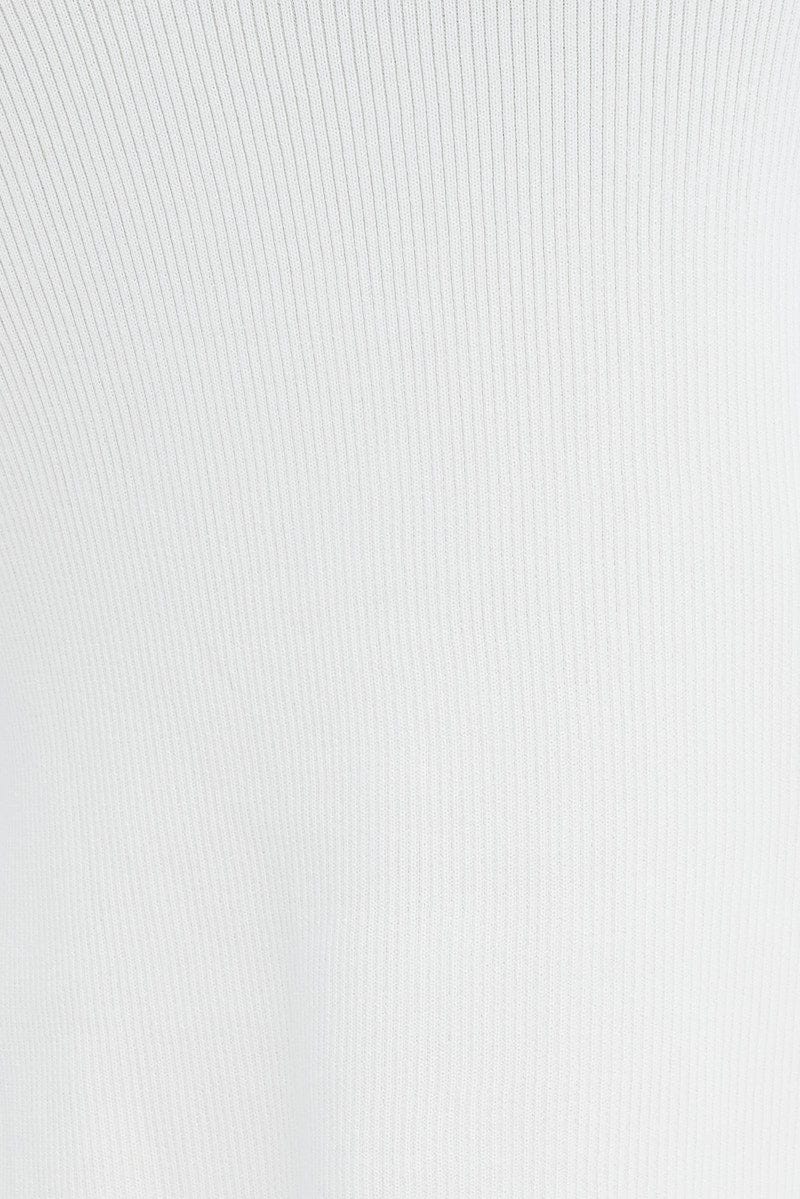 White Knit Top Long Sleeve Crew Neck