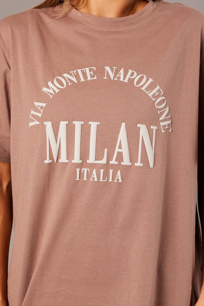 Brown Graphic Tee Short Sleeve