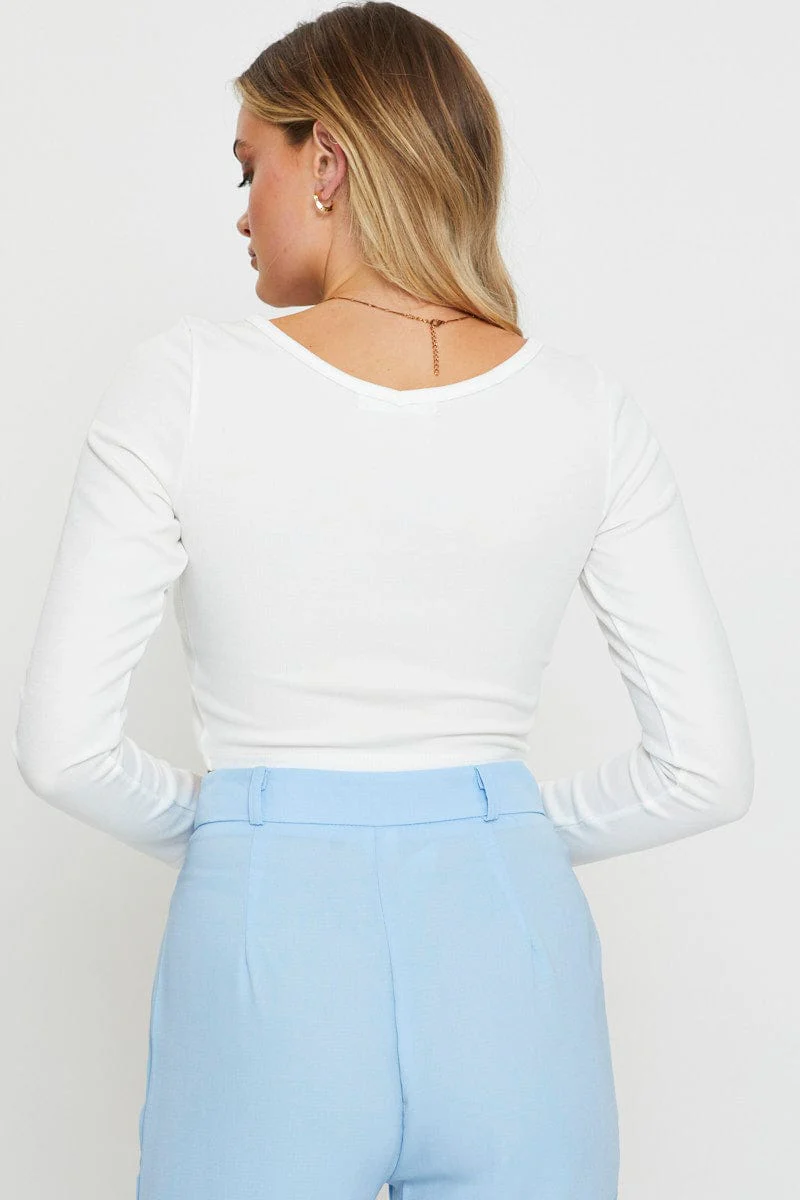 White Crop Top Long Sleeve