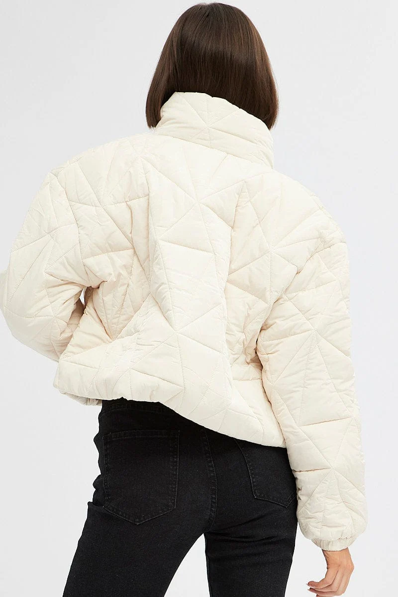 White Puffer Jacket Long Sleeve
