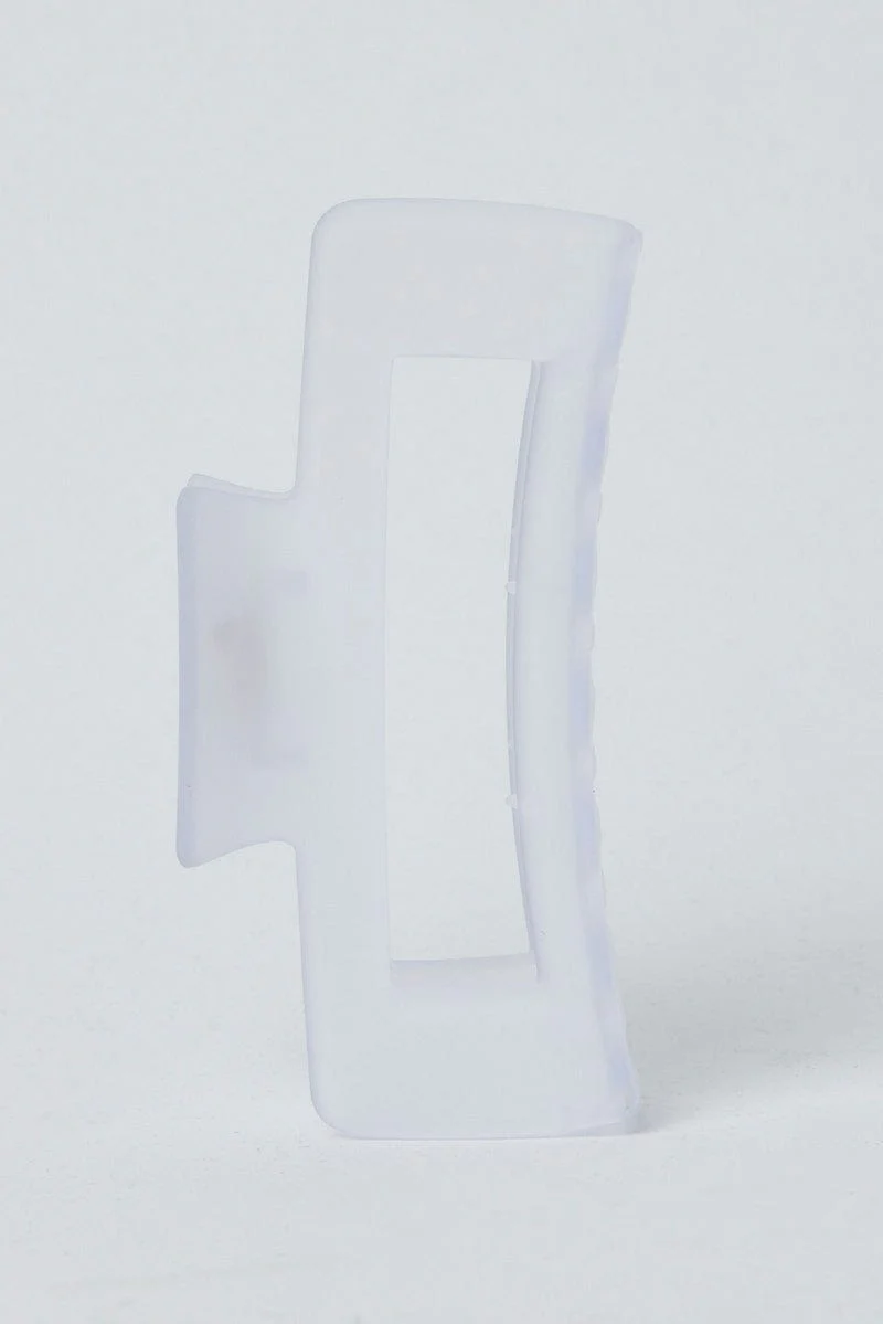 Purple Large Rectangle Claw Clip Frosted