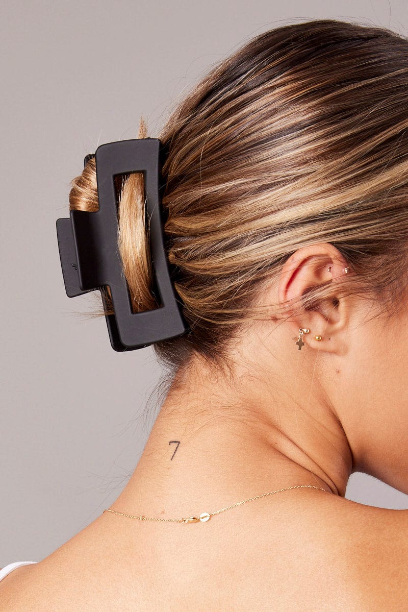 Black Large Rectangle Claw Clip