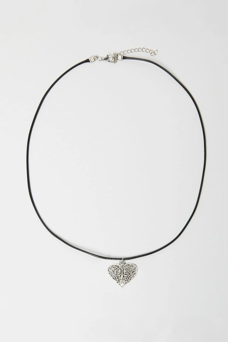 Grey Heart Pendent Necklace
