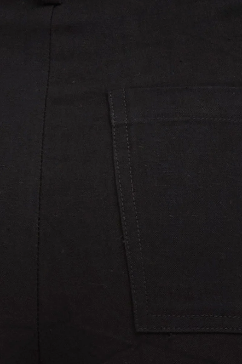 Black High Rise Linen Blend Wide Leg Pants