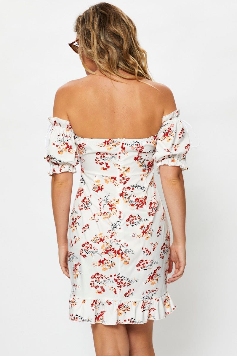 Print Lace Up Mini Dress