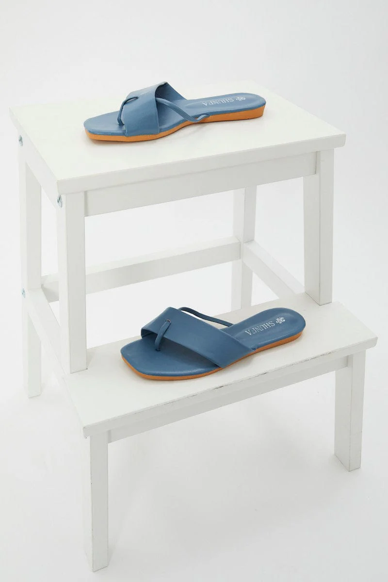 Blue Cross Strap Flat Slides