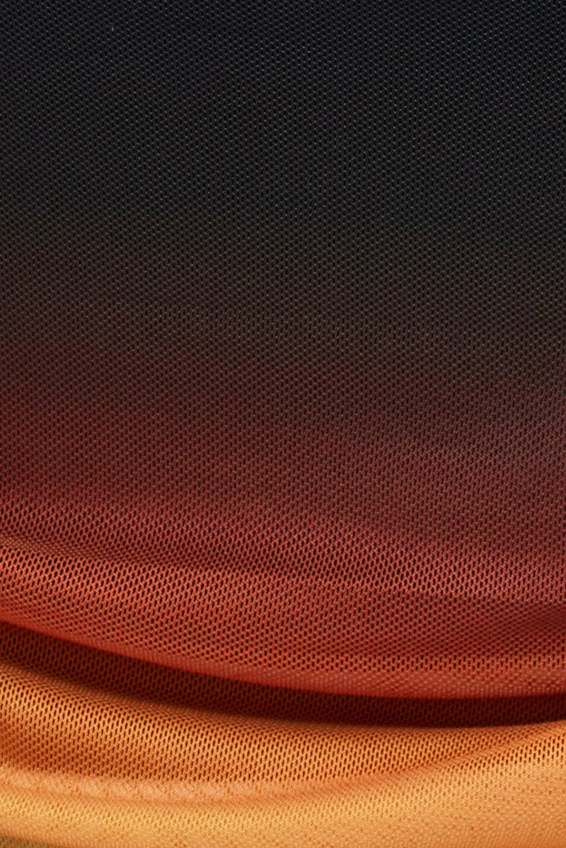 Yellow Abstract Mesh Singlet Sleeveless Crop