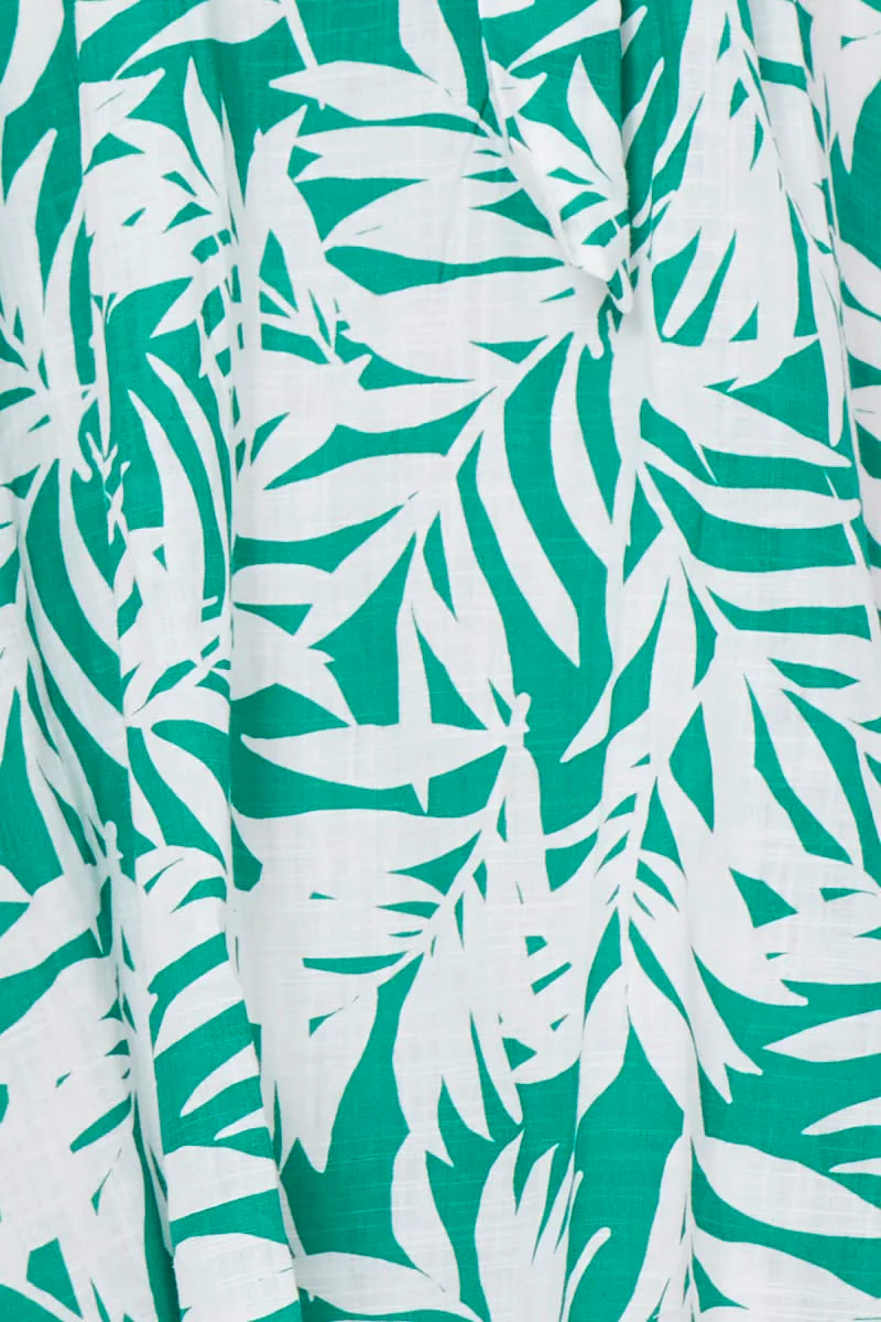 Trop Print Wrap Dress Short Sleeve Maxi