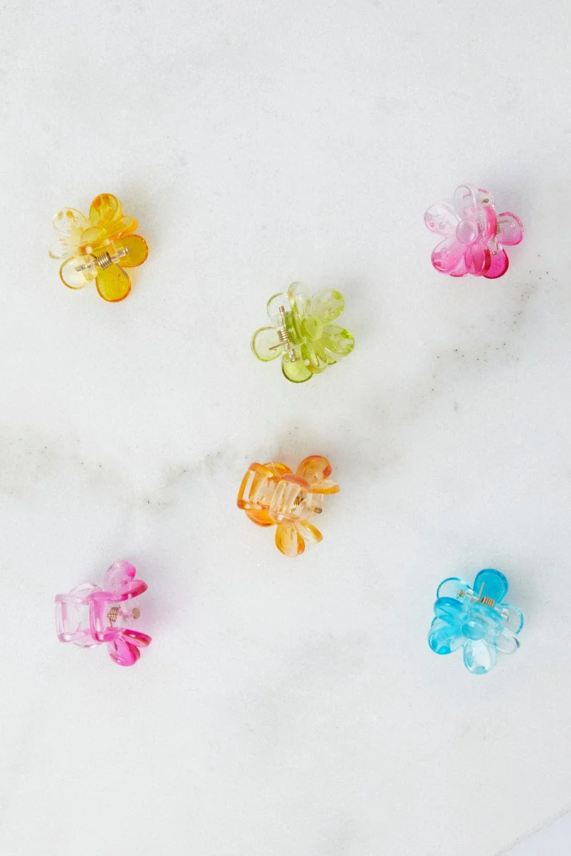Multi 6 Pcs Floral Shaped Mini Claw Clips