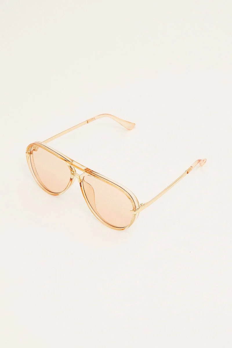 Orange Top Bar Fashion Glasses