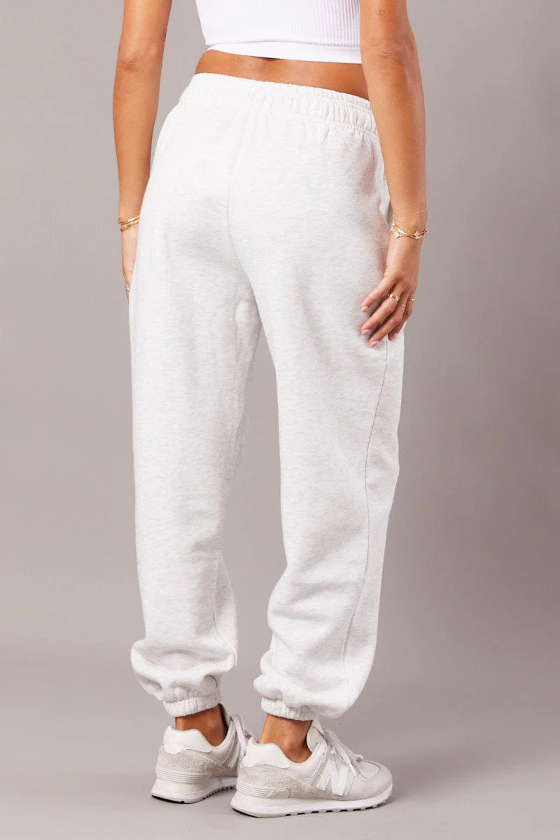 Grey Track Pants High Rise