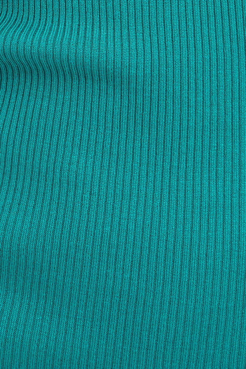 Green Knit Dress Midi Halter Neck Binding Detail