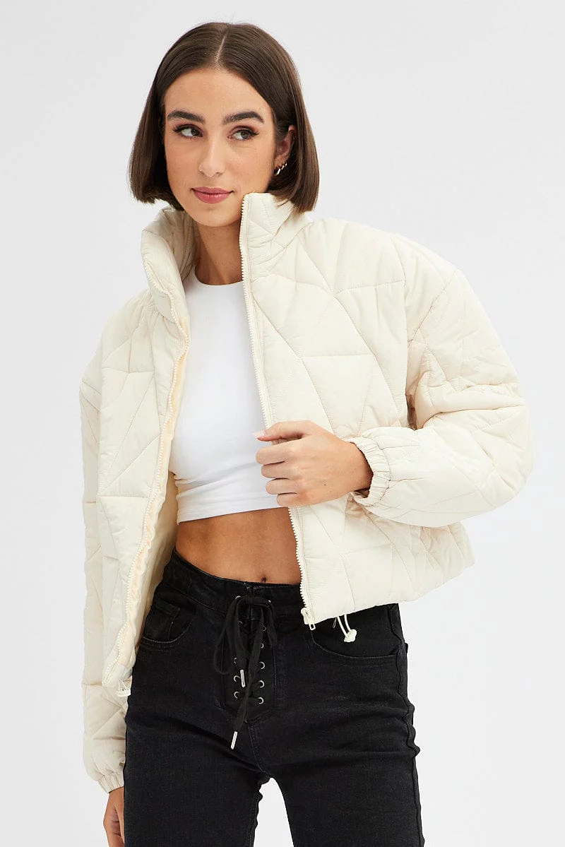 White Puffer Jacket Long Sleeve