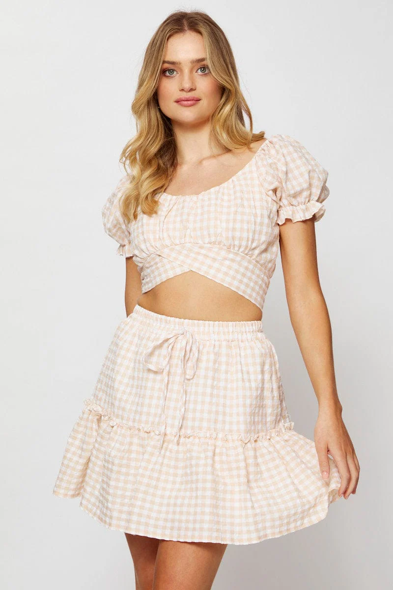 Check GinghamMini Skater Skirt
