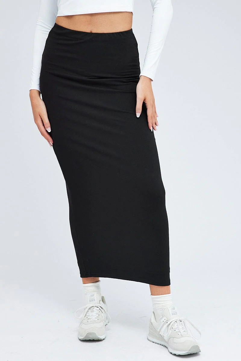 Black Supersoft Slim Fit Maxi Skirt