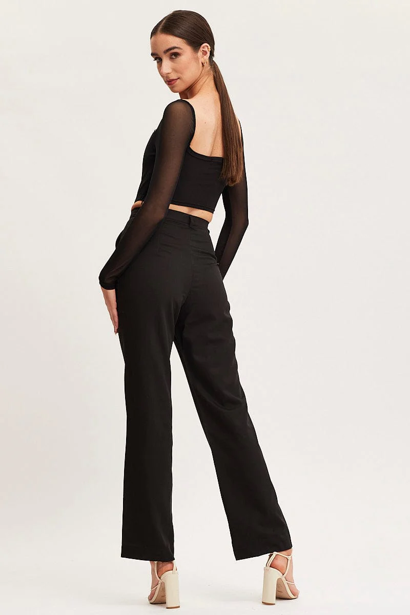 Black Wide Leg Pant High Rise