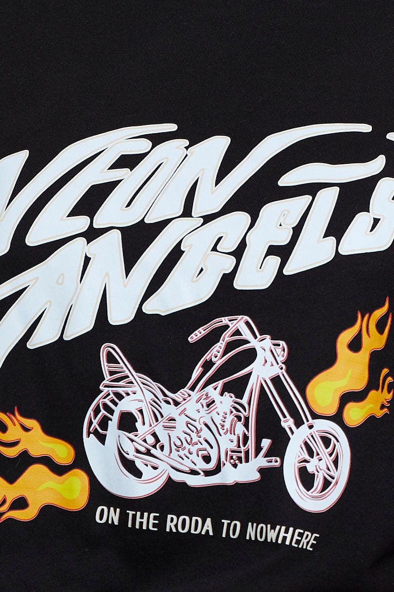 Black Graphic T Shirt Short Sleeve