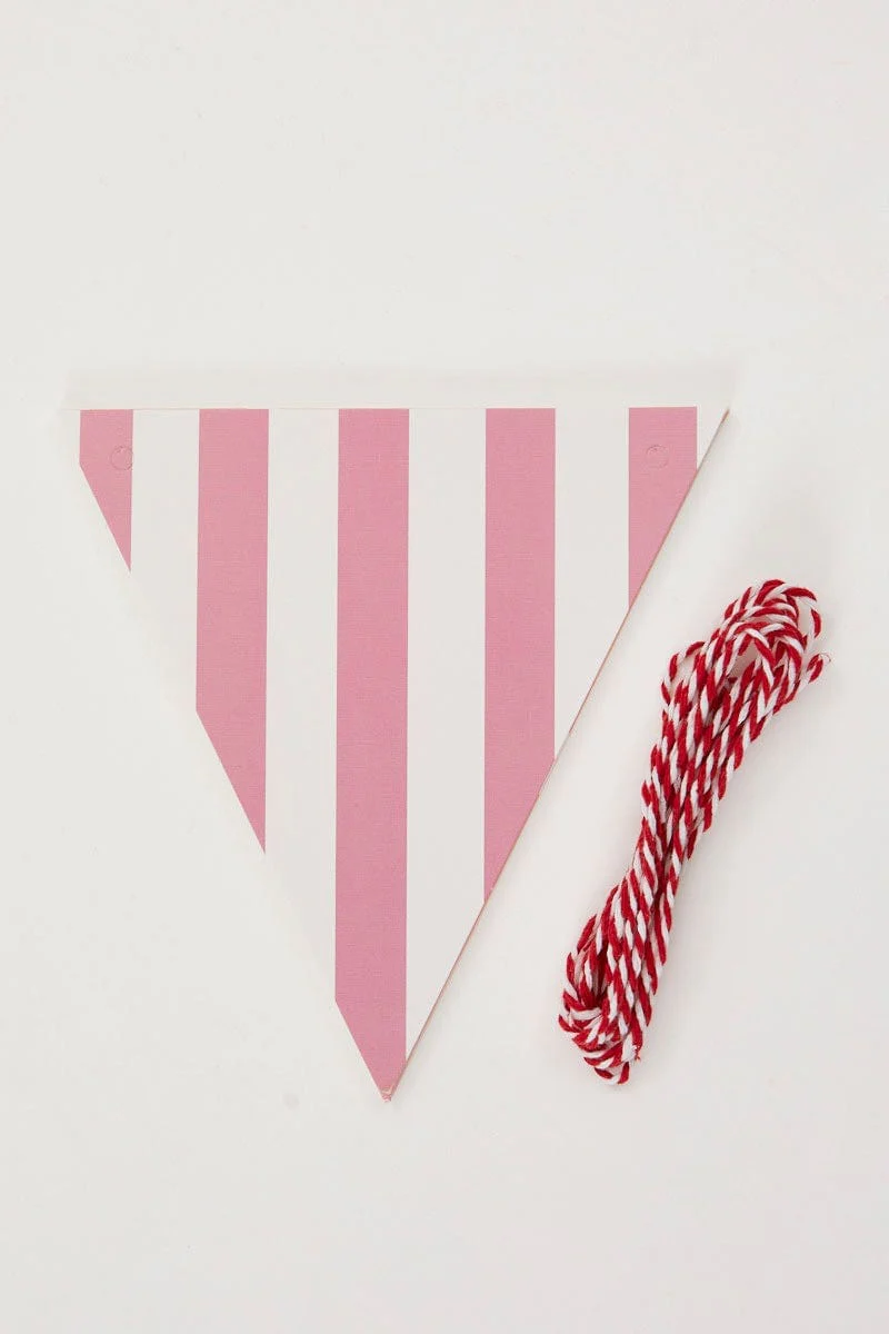 Pink Mixed Polka Dot And Stripe Bunting Banner