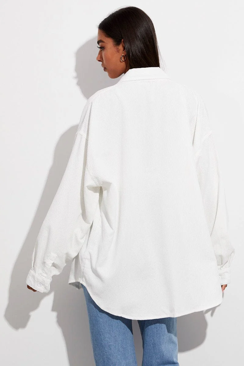White Textured Shirt Long Sleeve