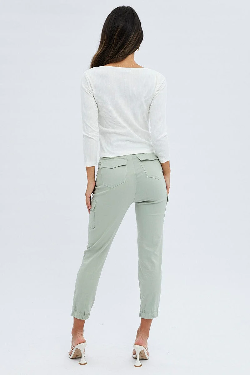 Khaki Black Out Pocket Cargo Pants