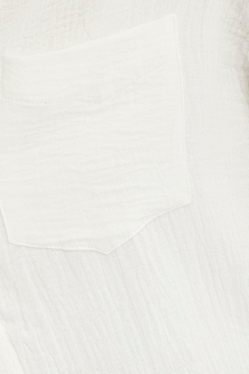 White Oversized Shirt Long sleeve Collared Neck