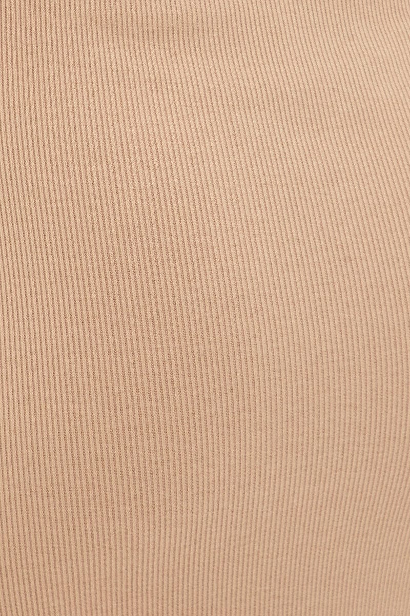 Beige Ribbed Evening Dress Strapless