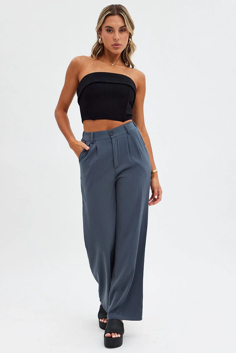 Black Bandeau Top Crop Ponte