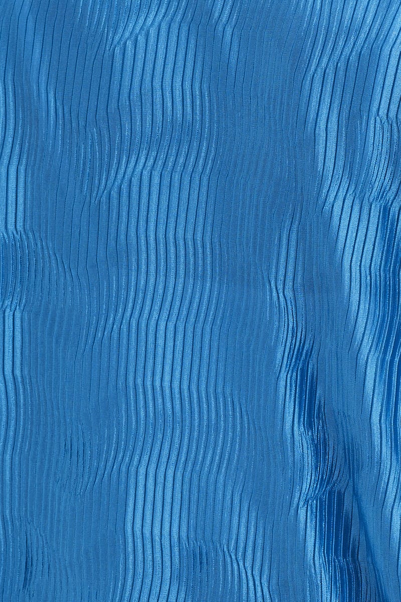 Blue Long Sleeve Plisse Shirt