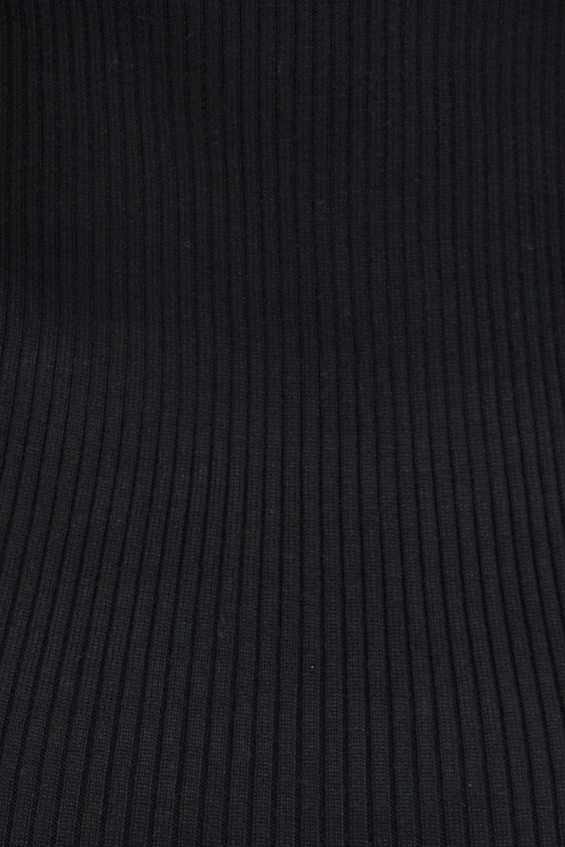 Black Knit Midi Dress Sleeveless Scoop Neck Bodycon Rib