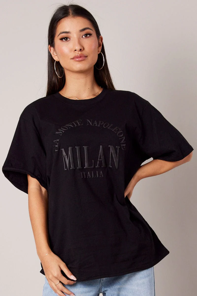 Black Graphic Tee Short Sleeve