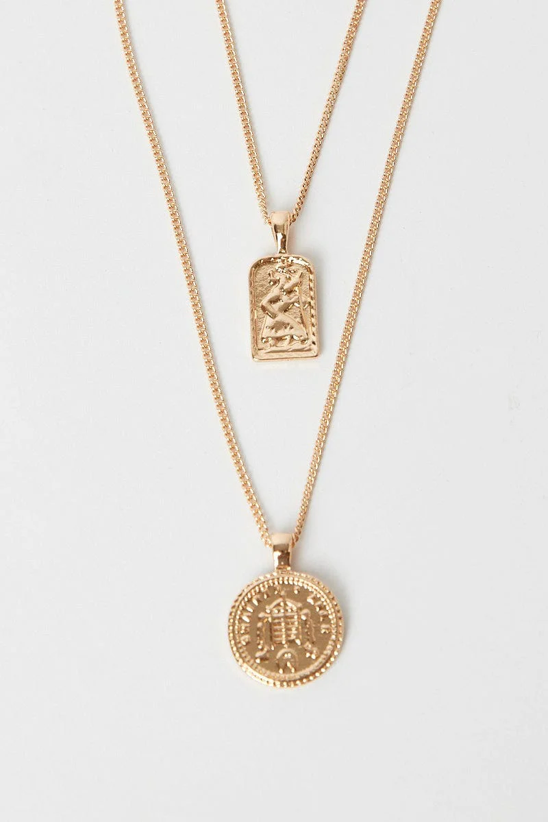Gold Pendent Layered Necklace