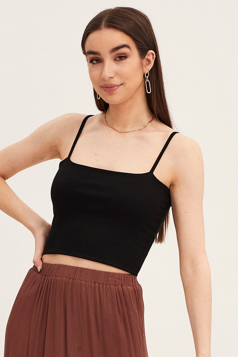 Black Cotton Singlet Stretch