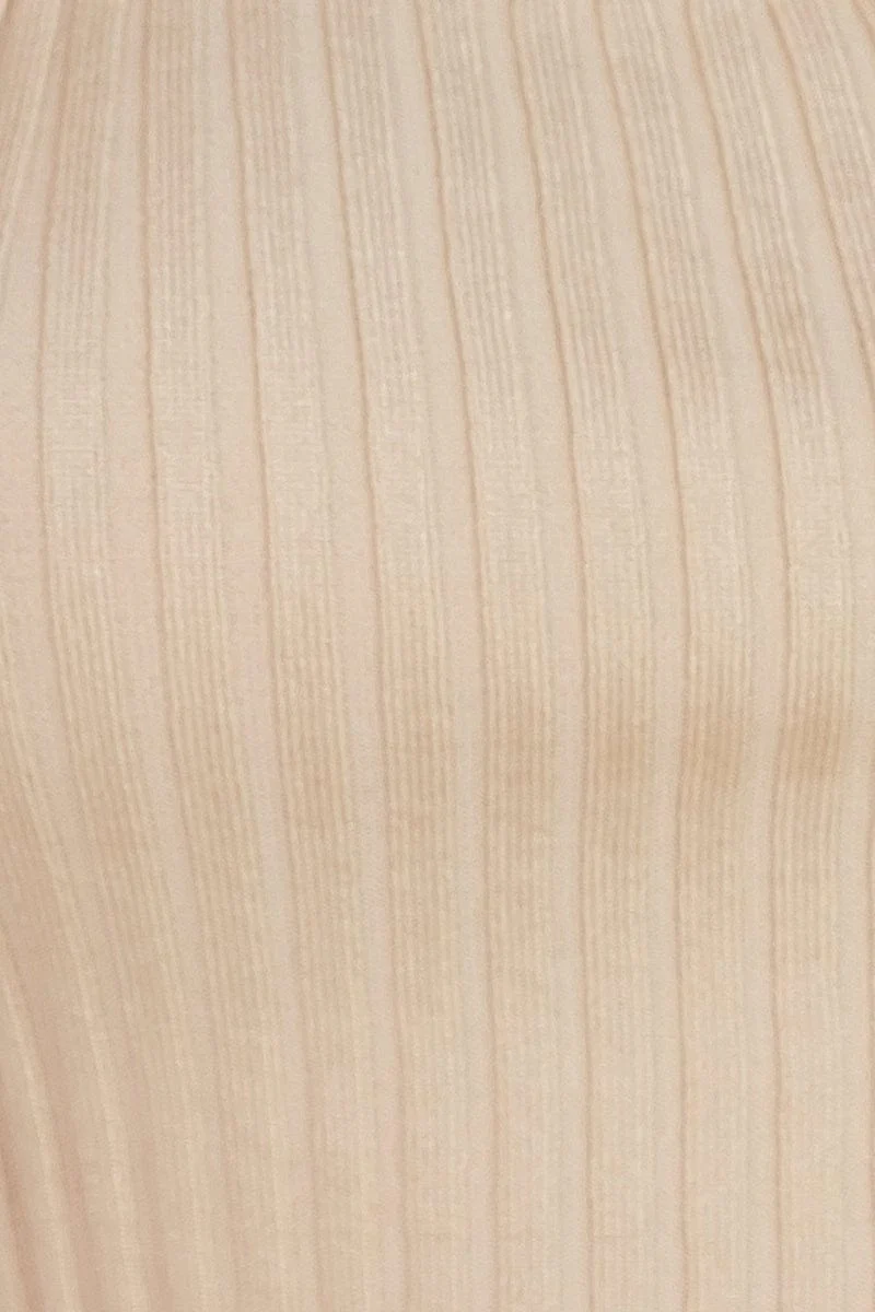 Beige Knit Top Sleeveless Crop