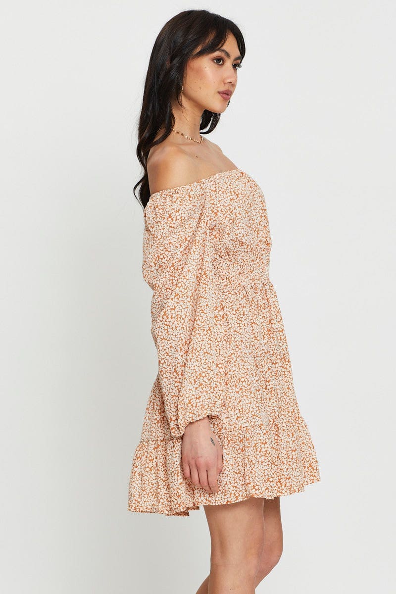 Print Mini Dress Long Sleeve