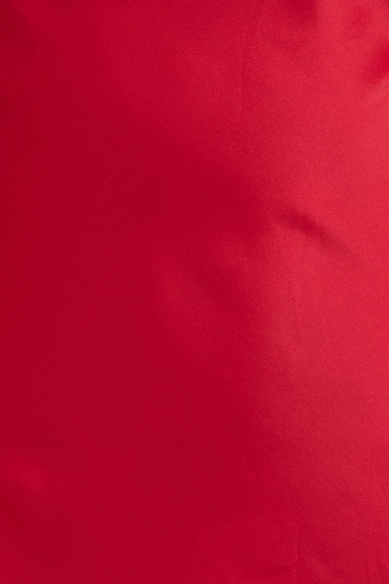 Red Satin Dress Maxi Strapless