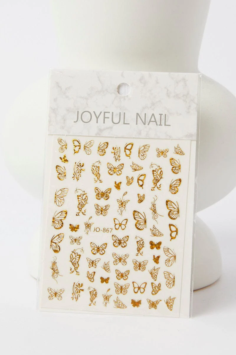 Gold Butterfly Pattern Nail Art Sticker Decals