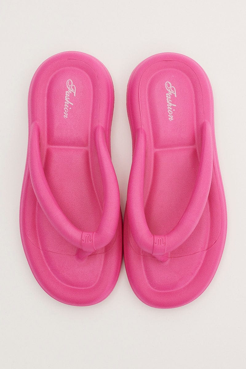 Pink Chunky Flat Slides