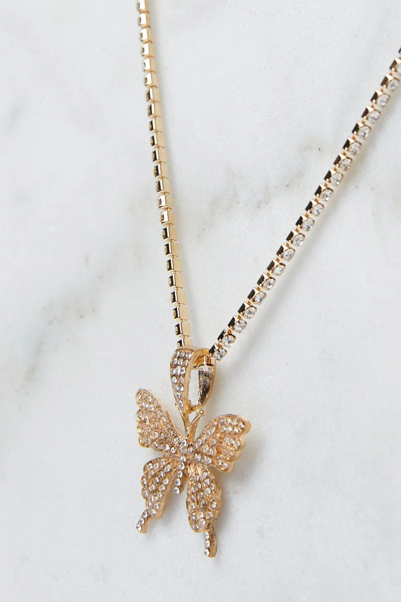 Gold Butterfly Pendent Necklace
