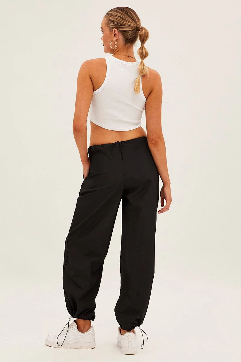 Black Cargo Parachute Pants