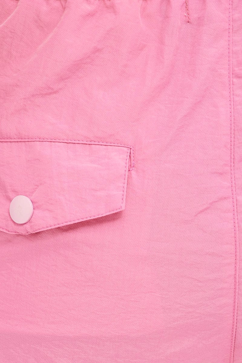 Pink Parachute Cargo Pants Mid Rise