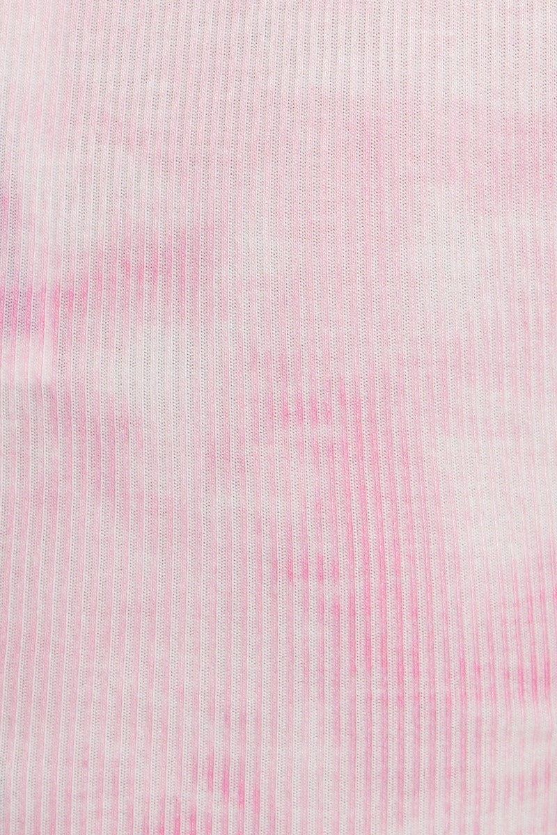 Print Tie Dye Button Front Top