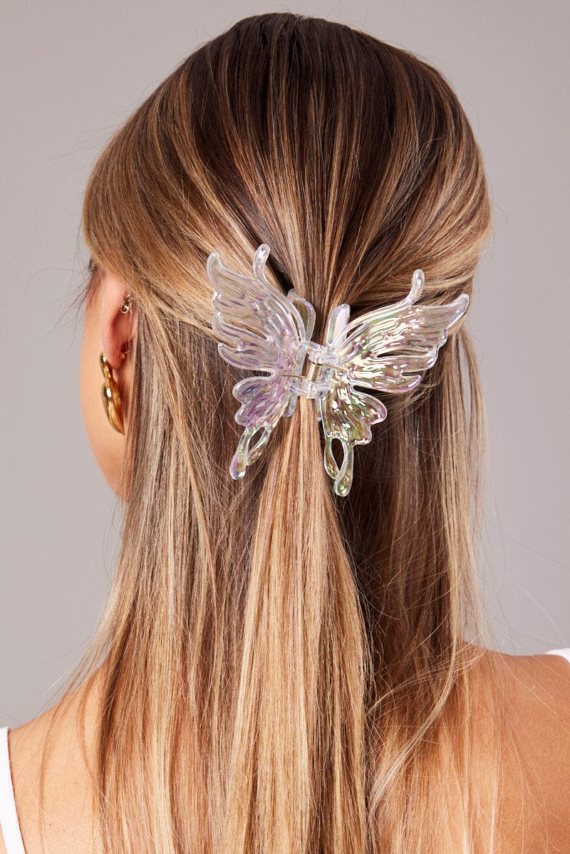 Metallic Iridescent Butterfly Claw Clip