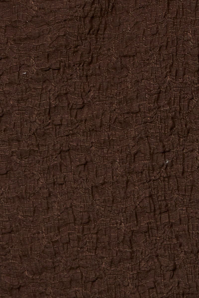 Brown Crop Cardigan Long Sleeve Tie Front