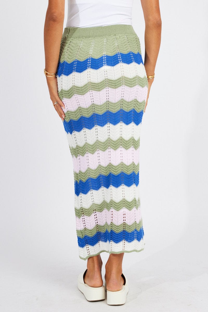 Multi Stripe Knit Skirt Crochet