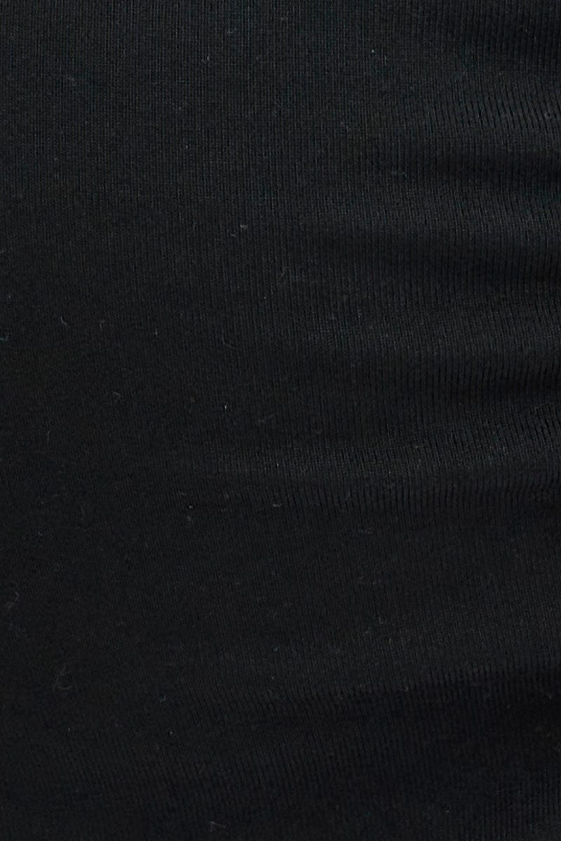 Black Top Long Sleeves Twisted Neck