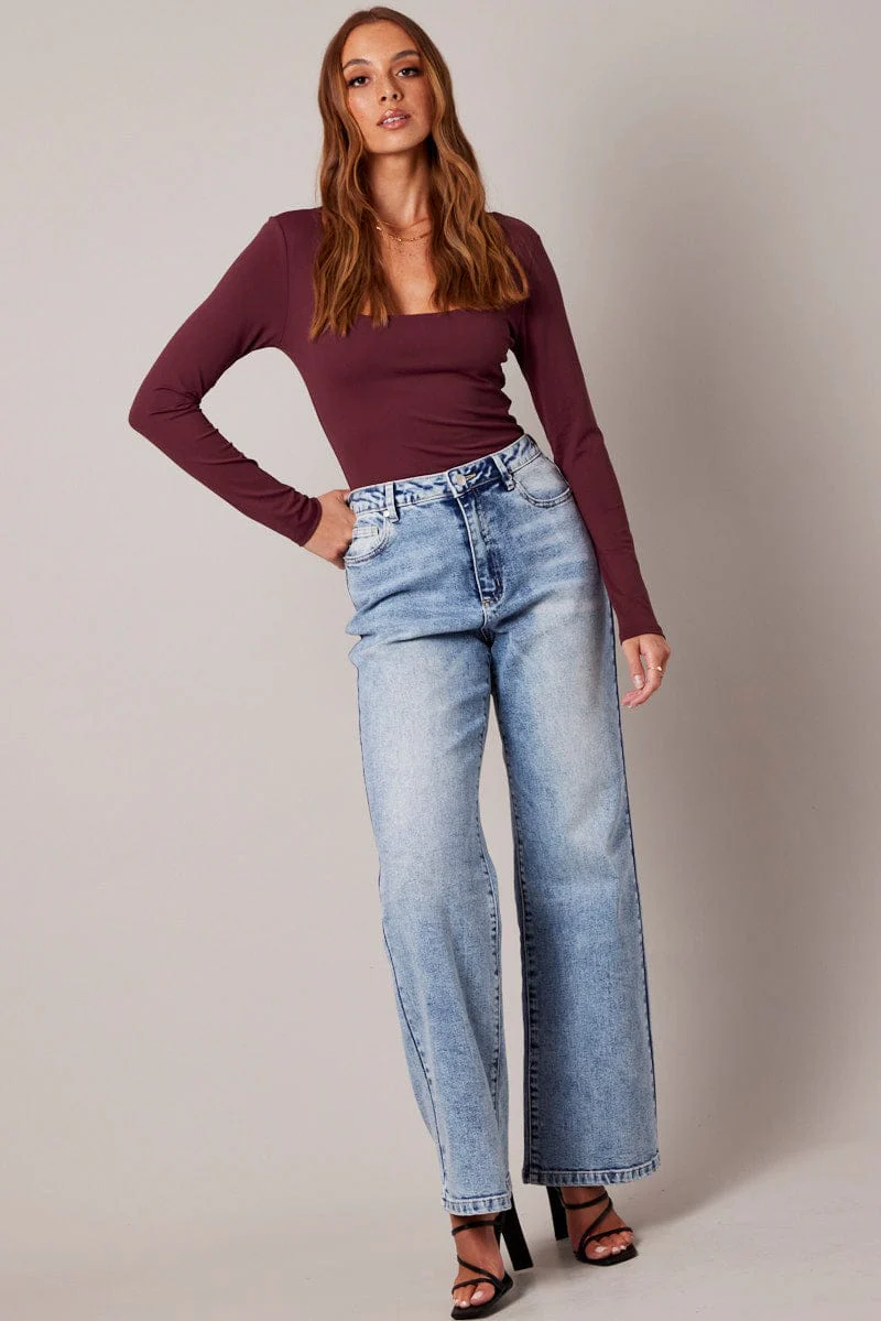 Red Supersoft Bodysuit Long Sleeve