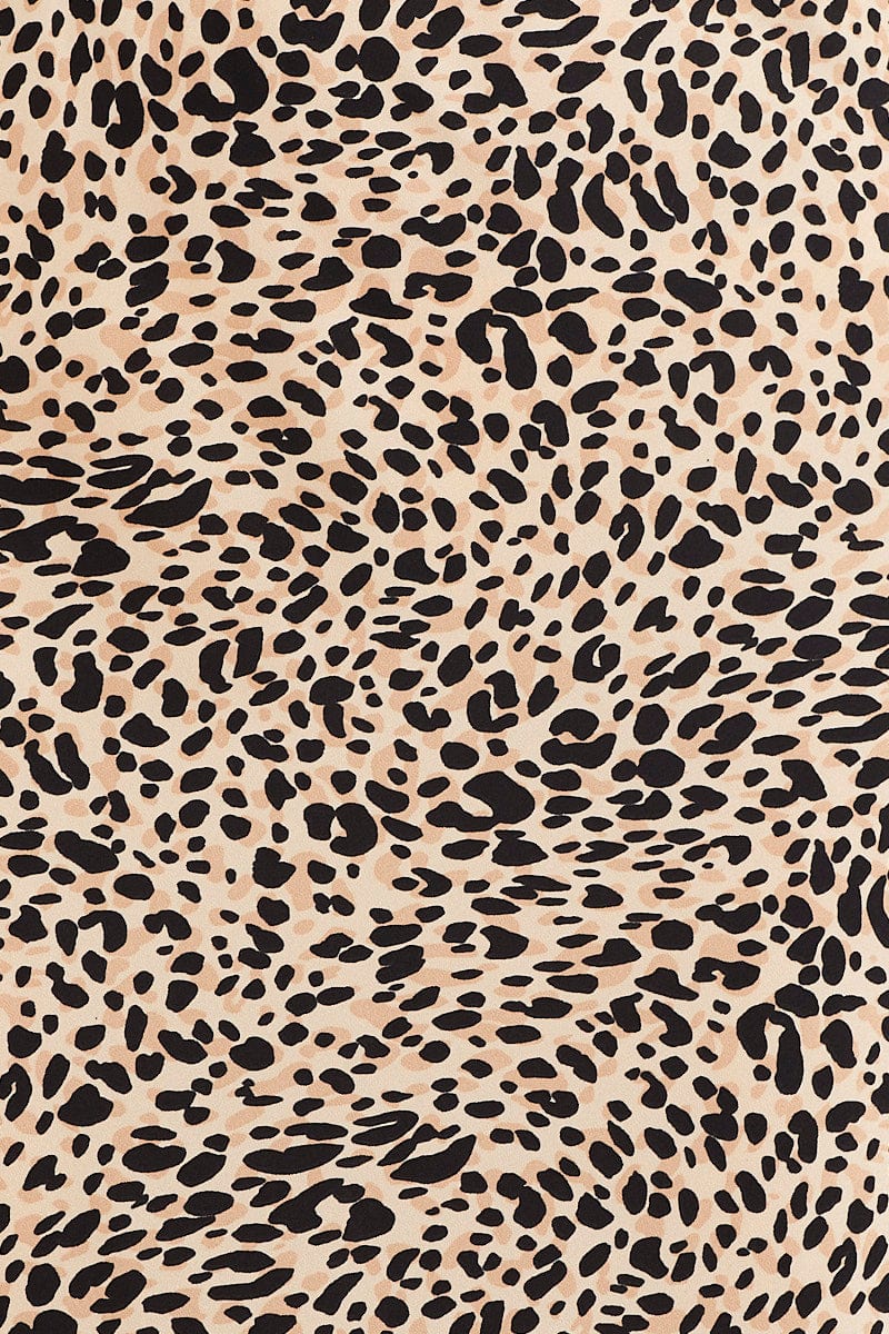 Print Slip Skirt Midi Satin